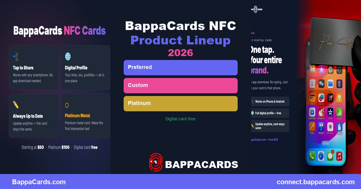 BappaCards NFC business cards product lineup 2026
