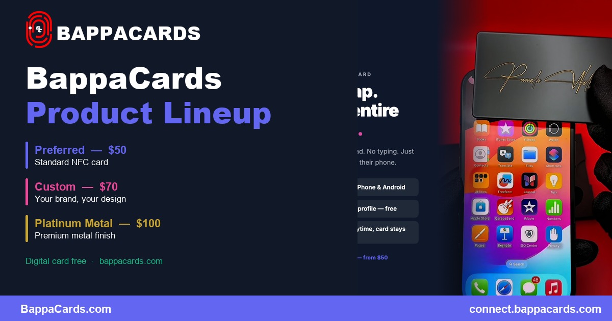 BappaCards digital business card product lineup 2026